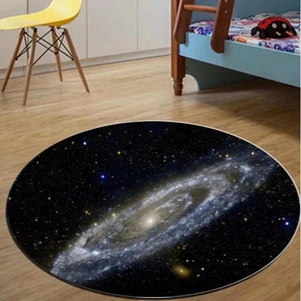 OkrąGłY Dywan NiebiańSki – Mata PodłOgowa Ziemia KsiężYc Mars Do Sypialni Lub Gabinetu – AntypośLizgowy Dywan Planetarny, WystróJ Domu W Kosmicznym Stylu Diameter 90Cm(35In) Gray-image