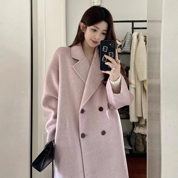 Abrigo De Lana Gris En OtoñO E Invierno Estilo Coreano De Longitud Media PequeñO Abrigo De Lana Hepburn Para Mujer 4XL-image