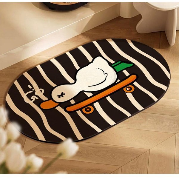 Alfombra De BañO De Dibujos Animados Antideslizante Sucia Y Resistente Al Desgaste Alfombra De Barro Diatomeo Porche Puerta De BañO Secado RáPido Cuidado FáCil Alfombra De Pie 40 * 60Cm-image