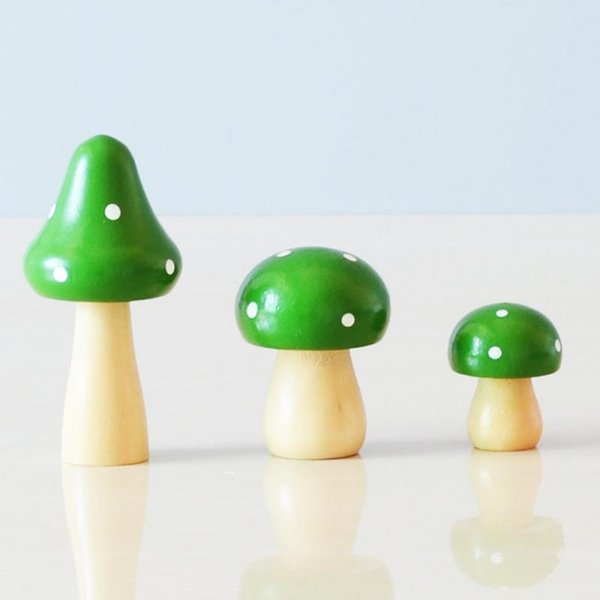 3 Piezas/Set Creativos Lindos Adornos De Hongo De Madera Maciza Manualidad DIY DecoracióN Del Hogar DecoracióN De Plantas En Maceta Miniatura De JardíN-image