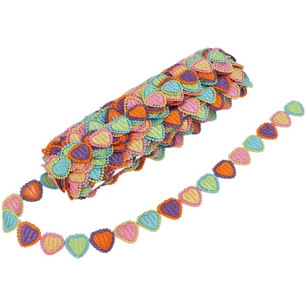 15 Yardas Adorno De Costura Cortable DIY Cinta Tejida De Corazones De Colores Adorno De Encaje De Tela Para Beige-image