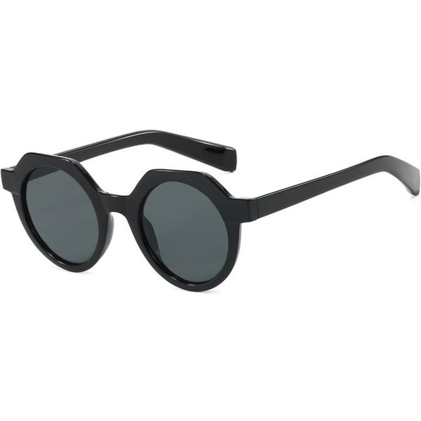 Gafas De Sol Vintage Degradadas Para Mujer UV400 Bloqueo De Color Lente Redonda Montura Retro Moda Gafas De Sol Para Hombres Y Mujeres As Picture Black-image