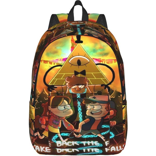 Mochila De Gravity Falls Para Hombres Mujeres Moda Escuela Secundaria Senderismo Viajes Mochila Diaria Bolso De Hombro Para PortáTil Con Bolsillo M-image