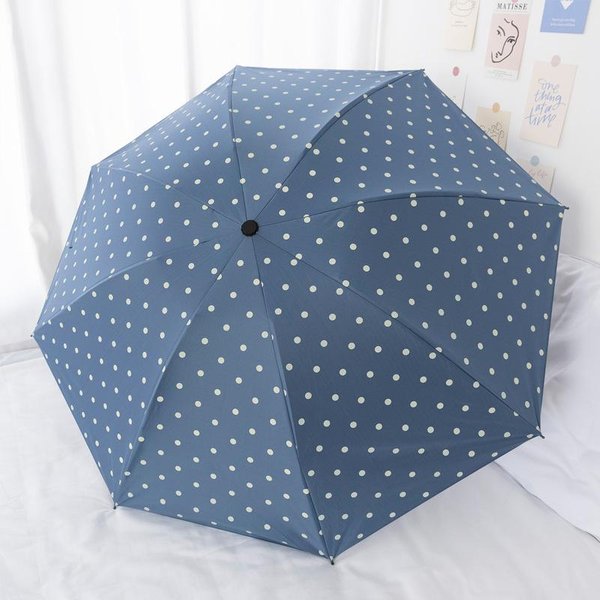 Stylowy Parasol Automatycznie SkłAdany W Kropki UPF 50+ Z Czarną PowłOką Ochrona Przed SłOńCem I Deszczem Kompaktowy Parasol PodróżNy Iron&8K-image