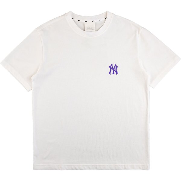 New York Yankees Klasyczna Jednokolorowa Koszulka Z OkrąGłYm Dekoltem I KróTkim RęKawem Unisex BiałA 31TS11131-50W XL White-image