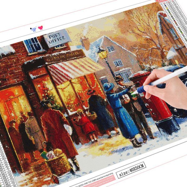 Pintura De Diamantes 5D Calle Cuadrado Completo/Redondo Bordado De Diamantes Paisaje Mosaico Kit De PedreríA De Invierno DecoracióN Del Hogar Full Square 20X30CM-image