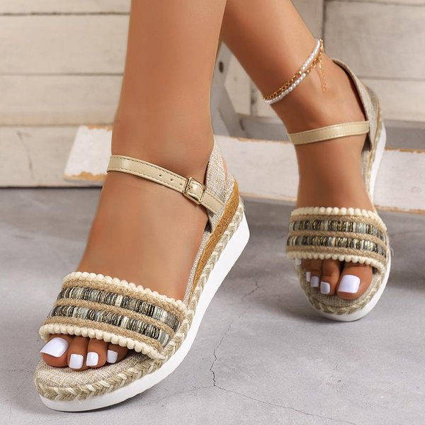 Sandalias Alpargatas De CuñA Para Mujer Verano 2023 Plataforma Antideslizante Sandalias Romanas Mujer Ligeras Casual Para Caminar Sandalias Mujer 39-image