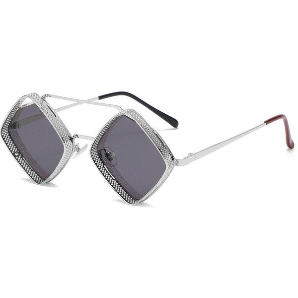 Shauna Retro Steampunk Gafas De Sol Hombres Metal Marco Hueco Gradiente Espejo Sombras UV400 Mujeres Punk Gafas De Sol White-image