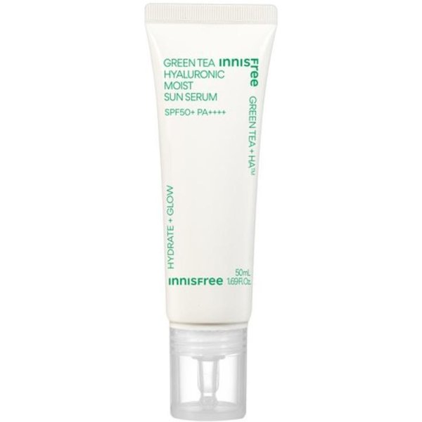 Innisfree Zielona Herbata Hialuronowy NawilżAjąCy Serum PrzeciwsłOneczne SPF50+ Pa++++ 50Ml Lekkie NawilżAjąCe Ochrona Przed UV White-image