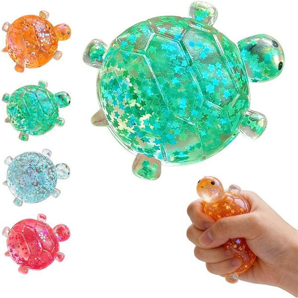 MięKka ŻółW Fidget Zabawka BłYszcząCy ŻółW ŚCiskana Zabawka MałE Urocze ZwierząTko Anty-Stres Fidget Splat OdprężAjąCa Zabawka Do ŚCiskania-image