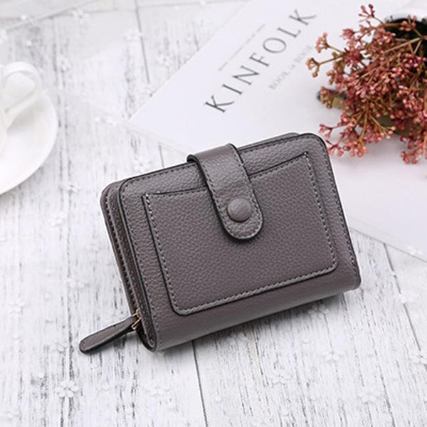 Portfele Damskie Cartera MałY Portfel Portmonetka KróTki Zamek BłYskawiczny Portfel Z ZapięCiem Moda Damska SkóRzana Portmonetka Gray-image