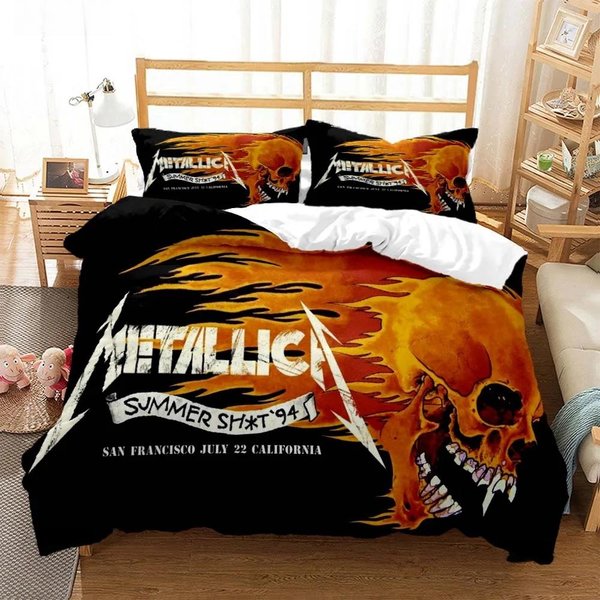 ColeccióN De Ropa De Cama De La Banda De Metal Mmetallica Individual Twin Matrimonial Queen King Size ColeccióN De Camas Dormitorio Adulto NiñO ColeccióN De Fundas NóRdicas Textil Hogar EU Twin 135X200Cm-image