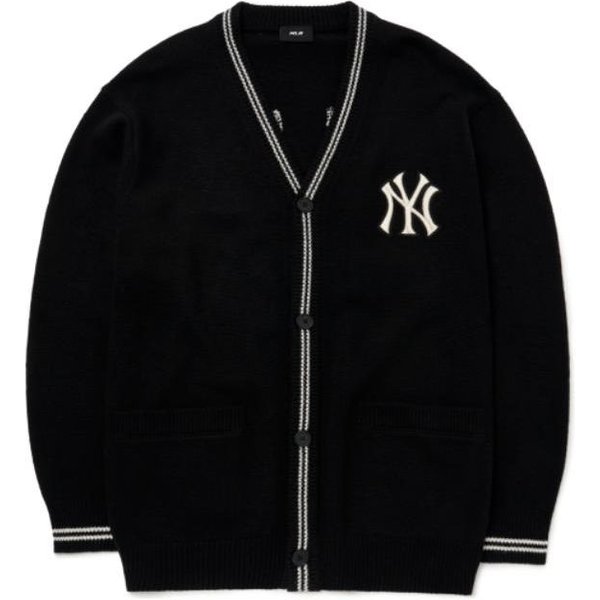 MLB FW22 Jersey De Punto Con Jacquard De Logo Grande Y Cuello En V Unisex Negro 3AKCB0124-50BKS M Gray-image