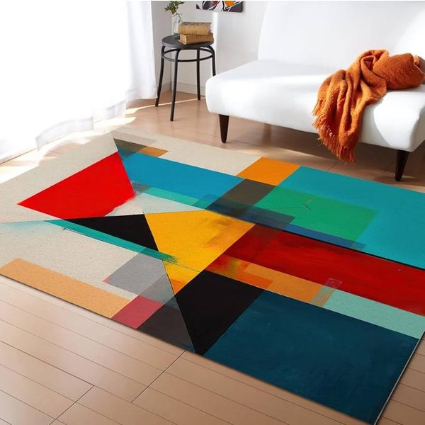 Kolorowy Geometryczny OkrąGłY Dywan Obszarowy W Stylu Mid Century Zmywalny Dywan Do Salonu, Sypialni, Kuchni Rustykalna Dekoracja Domu 40X60Cm-image