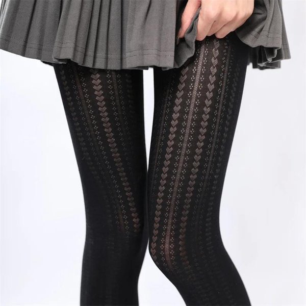Medias De Rejilla Para Mujer Sexy Acolchadas Medias Rayadas Negras Medias De Encaje Para Mujer Leggings Ajustados Medias Nuevo One Size Black-image