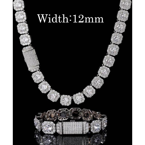 Cadena Cuadrada De Caramelo Duro Hip-Hop Europeo Y Americano Cadena Zirconita Collar Tendencia Collar Para Hombre Accesorios De Moda Pulsera Hip-Hop 45Cm Gray-image