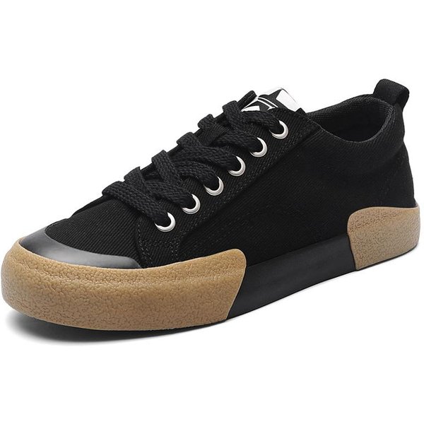 Zapatos De Lona Para Hombre Primavera Nuevo Ligeros Transpirables Y VersáTiles Zapatos Casuales Para Hombre Zapatos De Cordones Planos De CañA Baja Para Hombre 44 Black-image