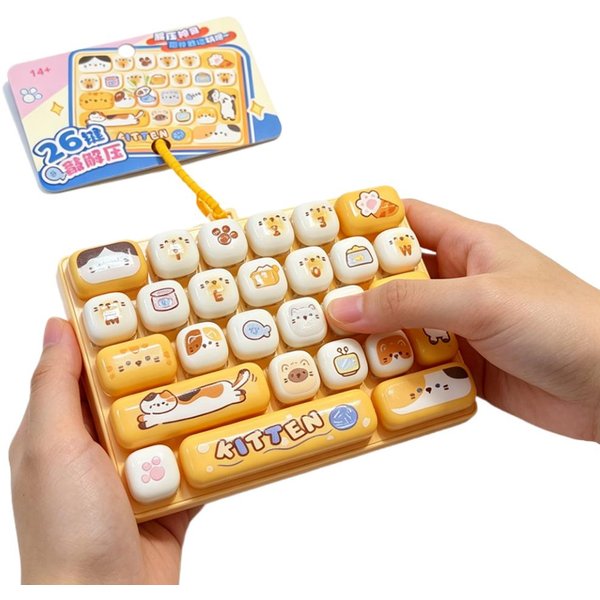 Zabawka Fidget 26 Klawiszy Mechaniczna Klawiatura Clicker Uroczy KreskóWka Zabawka Do Redukcji Stresu Sensoryczna Zabawka Biurkowa Kawaii Prezent-image