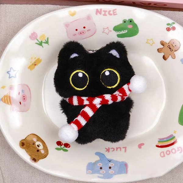 1 Sztuka Fajny Pluszowy Czarny Kot Lalka Zabawka Breloczek Zawieszka Do Torebki Zawieszki Brelok Do Kluczy Samochodowych Akcesoria Dla Kobiet Par Kawaii Prezent-image