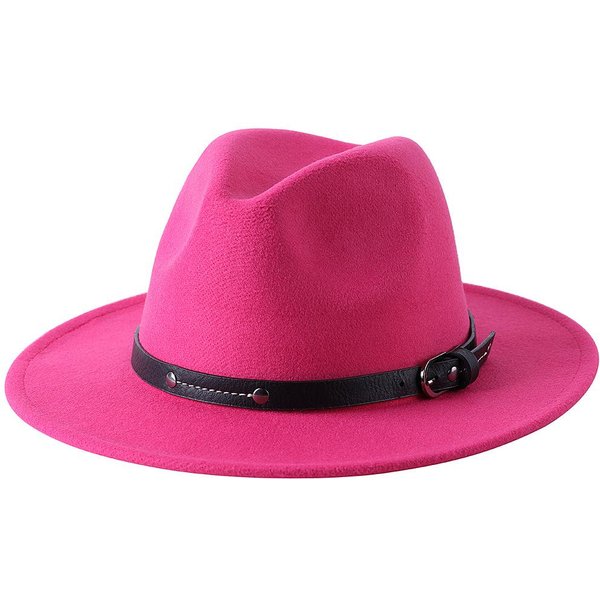 1 Szt. Modny WełNiany Kapelusz Fedora MęSki Jesień Zima Szerokie Rondo Kapelusz Jazzowy Imitacja WełNy Damski Kapelusz KośCielny Filcowy Kapelusz Brytyjski-image