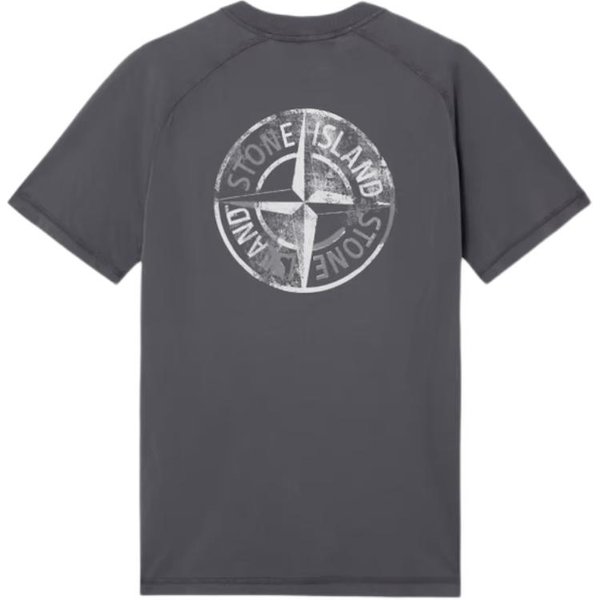Stone Island Ss25 Odblaskowe Logo OkrąGłY Dekolt KróTki RęKaw T-Shirt MęSkie T-Shirty WęGiel K1S152100020-V0065 L Gray-image