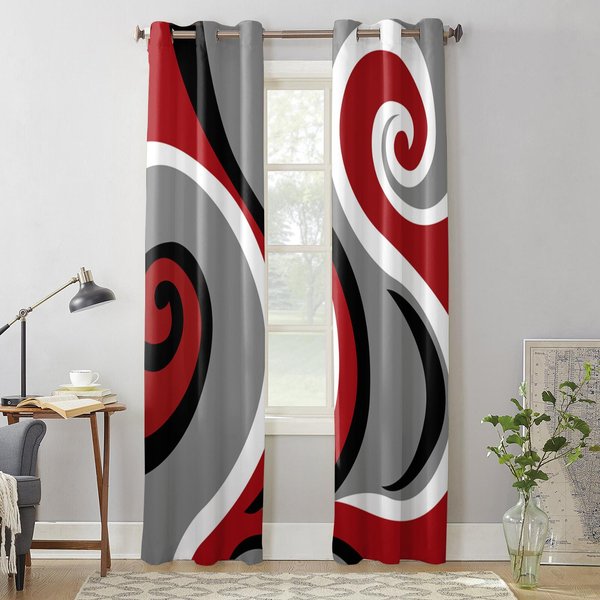 Abstrakcyjne Bordowe ZasłOny Do Sypialni Salonu ObróBka Okienna ŻAluzje Kuchenne Dekoracje Domowe Draperie 135W X 160H(Cm) X1-image
