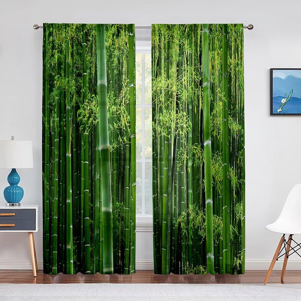 Zielony Las Bambusowy Egzotyczna DżUngla Przezroczyste ZasłOny Woalowe Do Salonu Sypialnia ZasłOny Kuchenne Okno Tiulowe ZasłOny WystróJ Domu 1 PCS W100Xh250Cm&Grommet Top-image