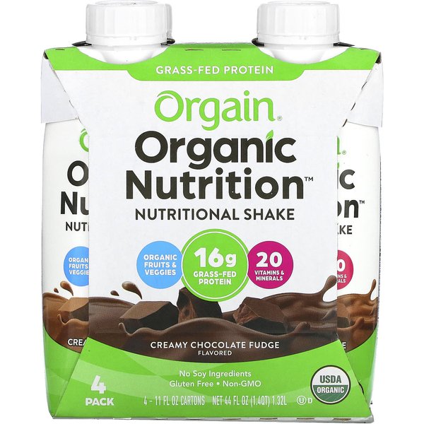 Orgain, NutricióN OrgáNica, Batido Nutricional Todo En Uno, Fudge Cremoso De Chocolate, 4 Paquetes, 11 Fl Oz Cada Uno-image
