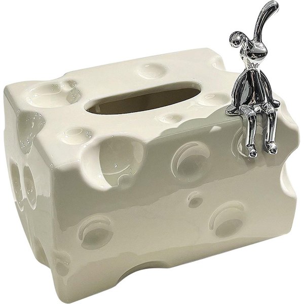 Pokrywa Na PudełKo Na Chusteczki Ceramiczne ProstokąTne Stylowe Eleganckie Dekoracyjne PudełKo Na Serwetki Na Biurko-image