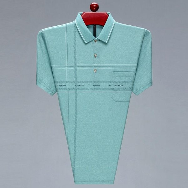 Verano Nuevo Estilo Coreano Camiseta Polo Para Hombre Delgada Casual Moda Rayada Camiseta De Manga Corta Para Hombre Xxxxl Blue-image