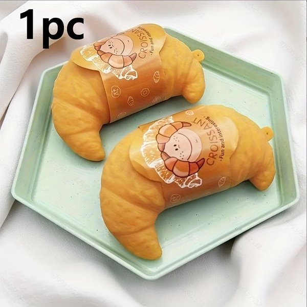 Symulowana Zabawka Croissant Squishy, Fikcyjny Chleb PiłEczka Antystresowa, ŻArtobliwa Zabawka Do ŚCiskania Powolny OdbióR OdprężAjąCa Fidget Prezent Jasny Kolor Szary-image
