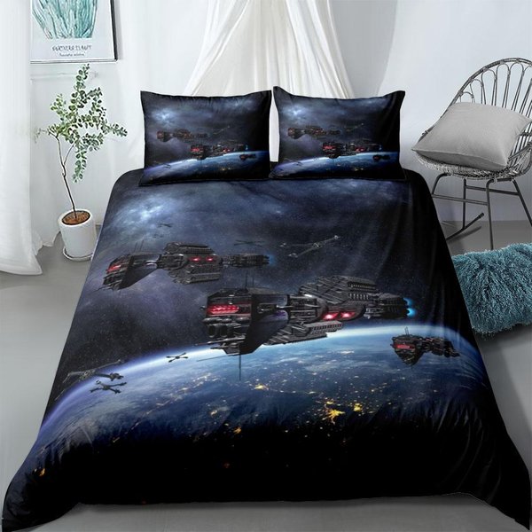 Babylon 5 Earthforce Zestaw Poszwy Na KołDrę King Queen Double Full Twin Single Zestaw PośCieli 150X200Cm Black-image