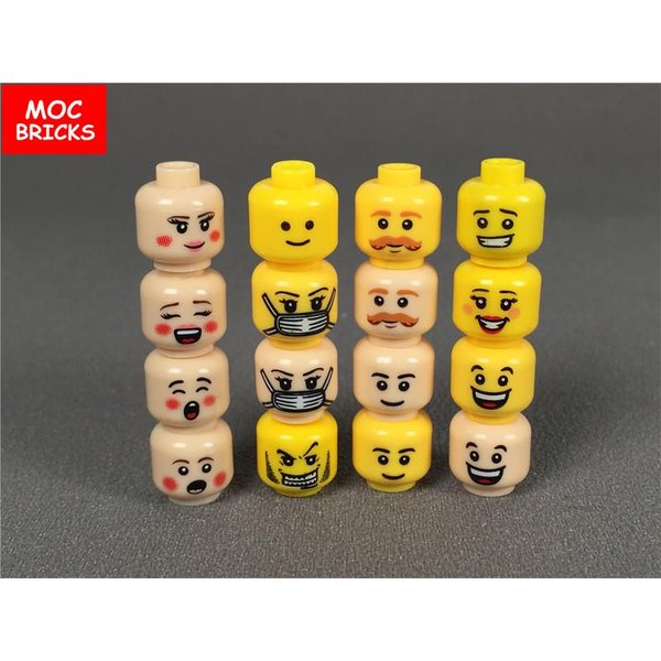 Zestaw MOC CegiełKi Figurka Twarz ChłOpiec I Dziewczynka GłOwa Wyraz Twarzy DIY Edukacyjne Klocki Konstrukcyjne Zabawki Idealne Na Prezenty Dla Dzieci Yellow-image