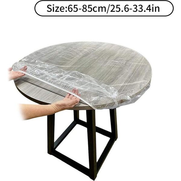Mantel De Vinilo Transparente Con Borde EláStico Impermeable Para Mesa 65-85Cm Gray-image