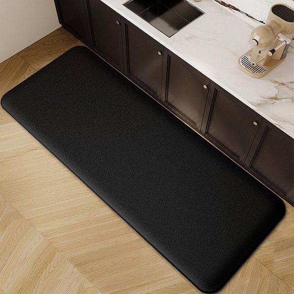 1 Szt. DłUgi Pasek Pogrubiony Mata PodłOgowa Kuchenna Flanelowa AntypośLizgowa Mata łAzienkowa ChłOnna Mata Domowa Pod Drzwi Odporna Na Zabrudzenia Mata Pod Stopy 40Cm X 60Cm Czarny-image