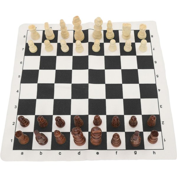 Juego De Mesa De Ajedrez Enrollable Tablero De Ajedrez De Cuero PU Piezas De Ajedrez De Madera Juego De Ajedrez PortáTil Con-image
