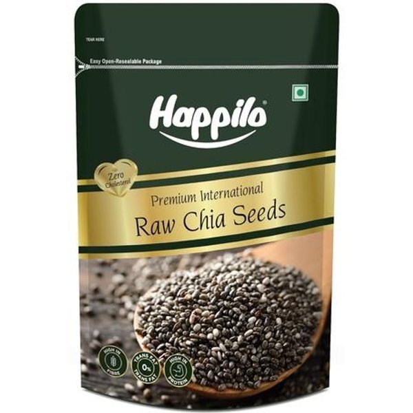 Happilo Semillas De ChíA Crudas Sin Tostar Para Comer Con Omega 3 Y Fibra Para El Control Del Peso - 250 Gramos| Semillas Para Comer Durante El Verano-image