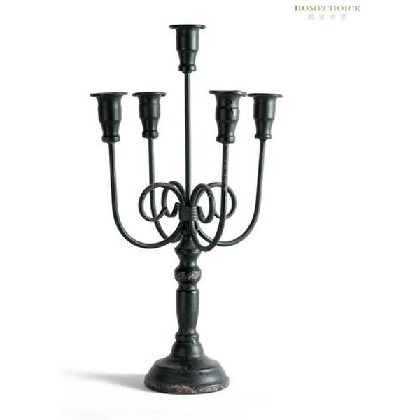 Portavelas DecoracióN GóTica Boda Vintage BañO Portavelas Metal De Lujo Swieczniki Dekoracyjne DecoracióN Del Hogar RR50HD Black-image
