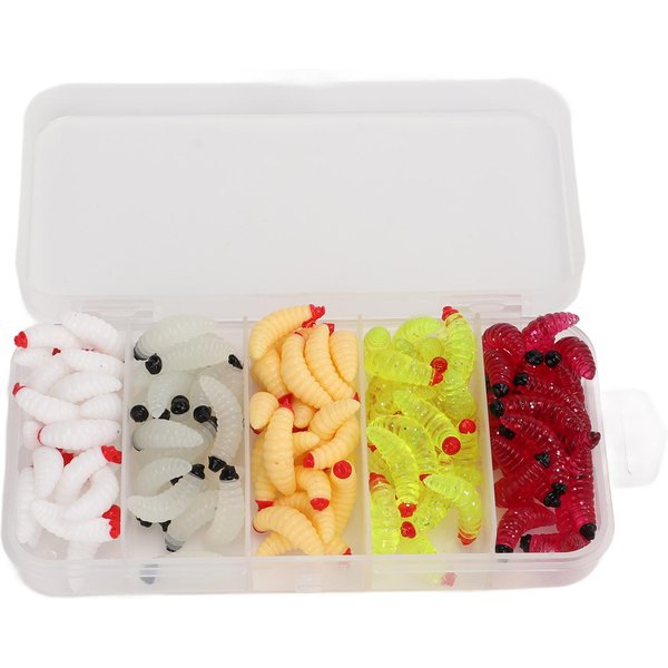 125 Piezas/Caja Gusanos De SeñUelo Blando SeñUelos De Pesca PVC Luminoso Brillo SeñUelo Blando SeñUelos Para Pesca De Lubina-image