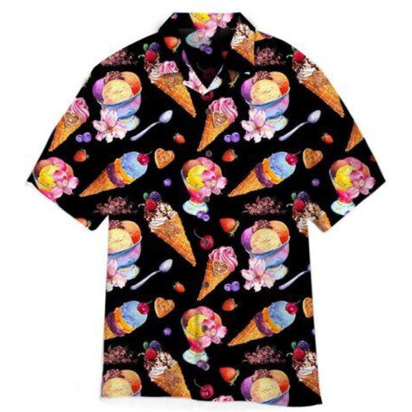 Koszula Hawajska Dla MężCzyzn Letnia Koszulka Z Lodami Koszulka PlażOwa Z KróTkim RęKawem Topy Casual Oryginalny Design Odzież MęSka XL Brown-image