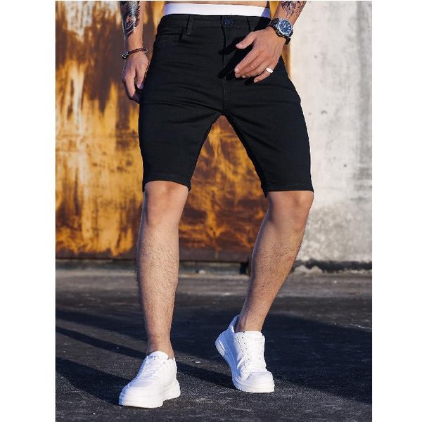 Pantalones Cortos De Mezclilla EláSticos Nuevos Para Hombres De Estilo Europeo Y Americano XL Negro-image