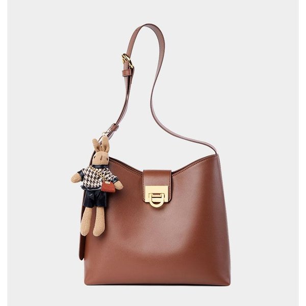 Bolso Tipo Cubo Para Mujer, Nuevo Estilo, Bolso De Cuero Genuino Para Mujer, Bolso Bandolera VersáTil, Lujo Ligero, Bolso De Hombro De Piel De Vaca, Moderno Para Ir Al Trabajo-image