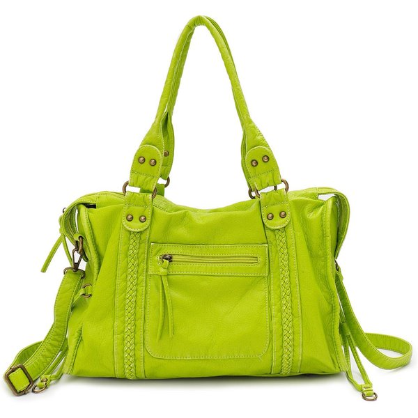 Bolso Tote De Cuero PU Lavado Vintage Gran Capacidad Bolsillos Con Cremallera DecoracióN Trenzada Bandolera Unisex Para Mujer Bolso De Mano Diario Para Viajes Yellow-image