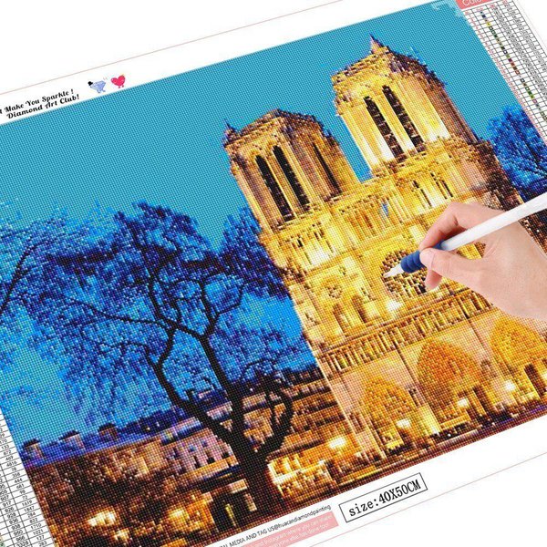 5D Diament Malarstwo PełNa OkrąGłY Haft Sprzedaż Notre Dame De Paris Obraz Rhinestone Diamentu 20X30 Brown-image