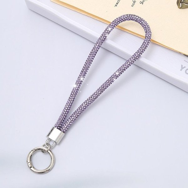 Correas De MuñEca De Cristal Para TeléFono MóVil Llavero Lanyard Para TeléFono Con PedreríA Brillantina Cuerda Anti-PéRdida Colgante PúRpura-image