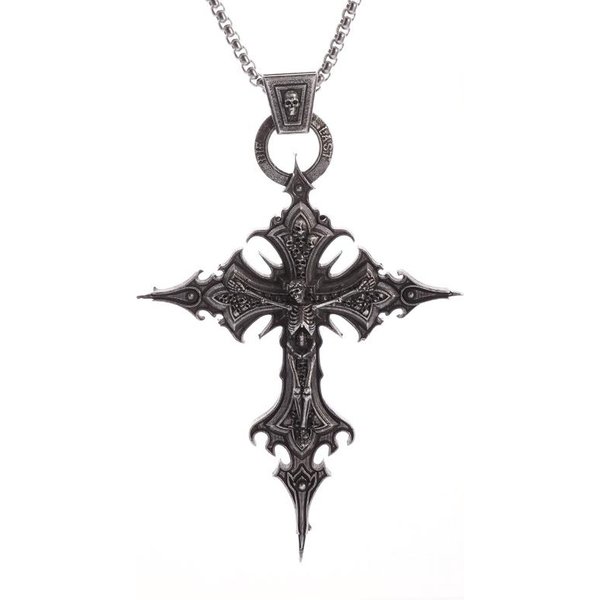 1 Colgante De Cruz De Calavera Con CrucifixióN GóTica, Collar Con OracióN CatóLica Para Hombres Y Mujeres, JoyeríA Punk De Moda-image