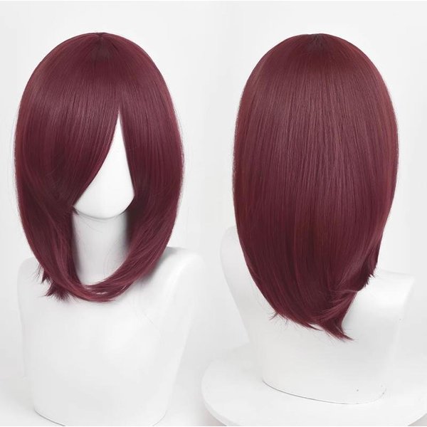 Peluca Cosplay Anime BáSica Mediana De 40 Cm Flequillo Rubio Negro Blanco Rojo Rosa Verde Azul MarróN Dorado Azul PúRpura Cabello Resistente Al Calor Pelucas Black-image