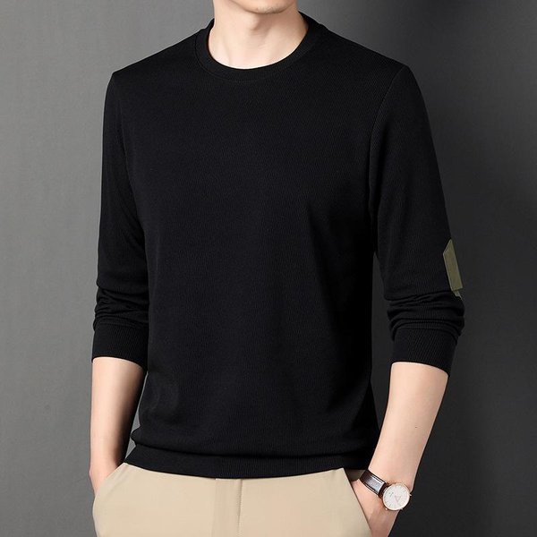 Primavera Nuevo Ropa Superior Para Hombre Camiseta Manga Larga Cuello Redondo Tendencia Camiseta Para Hombre Camiseta BáSica Ropa Para Hombre 4XL-image