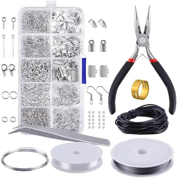 900 Sztuk Zestaw Startowy Do Tworzenia BiżUterii Kolczyki Naszyjniki ZapięCia Koraliki DIY Zestaw NarzęDzi Szczypce Zestaw NarzęDzi Do Naprawy BiżUterii BiżUteria-image