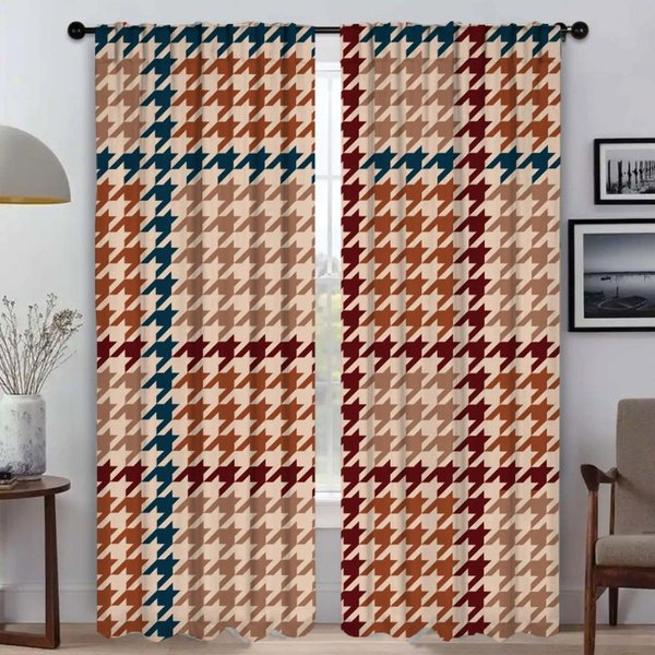 ZasłOny W Pepitkę Do Sypialni Nowoczesne ZasłOny Do Salonu 2 Sztuki ZasłOna ZaciemniająCa Przegroda Kuchenna Elegancki Aparat W50Xh70Cmx2Pcs-Cl-image